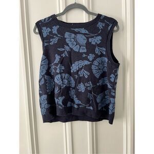 Sea salt navy and blue floral organic cotton sweater vest 14